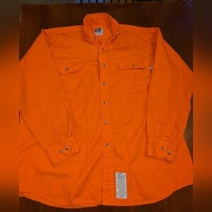 Tyndale classic flame resistant work shirt, size Large, orange